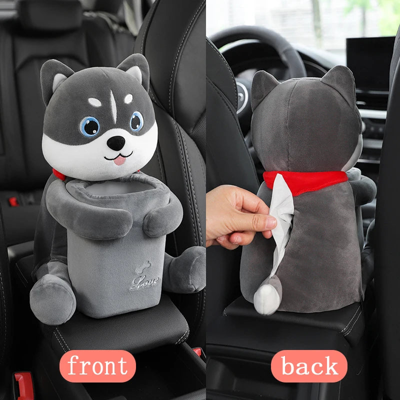 FurryFlex™ Auto – Hanging Plush Tissue Box & Trash Bin Combo