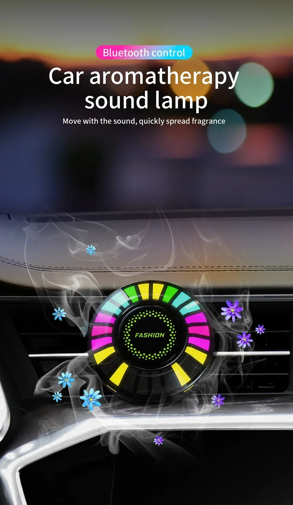 LumiBreeze™ Auto – RGB LED Car Freshener with Bluetooth Music Sync