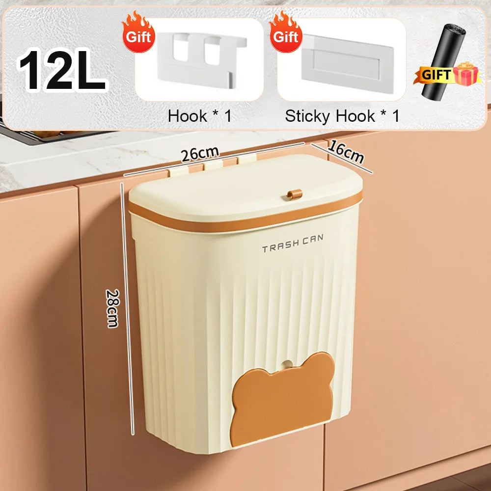 CleanNest™ – Compact Hanging Trash Bin for Kitchen, Bath & Cabinet Use