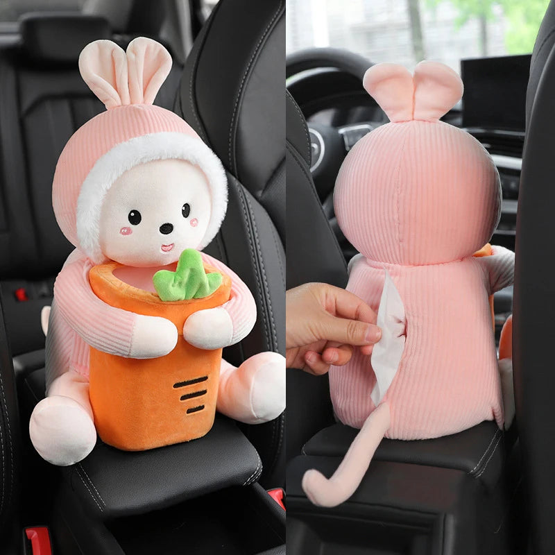 FurryFlex™ Auto – Hanging Plush Tissue Box & Trash Bin Combo