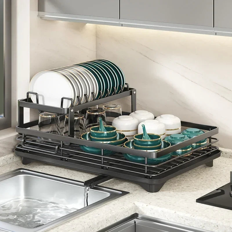 DryMax DuoRack™ – 2-Tier Adjustable Stainless Steel Dish Organizer