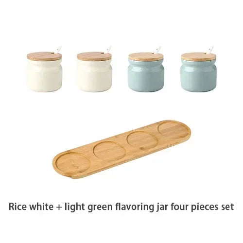 TasteCraft™ Ceramic Set – Complete Kitchen Spice & Oil Organizer