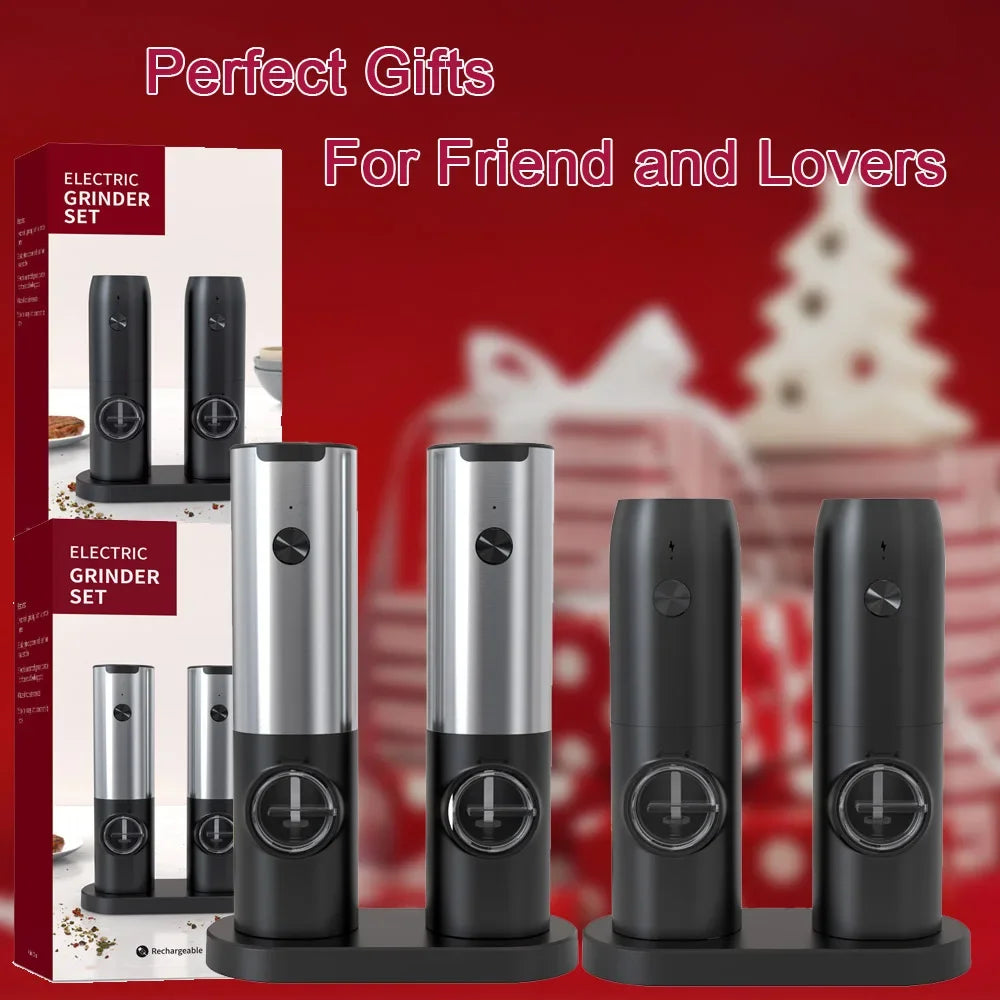 MillSense™ Elite – Automatic Salt & Pepper Grinders with Charging Dock