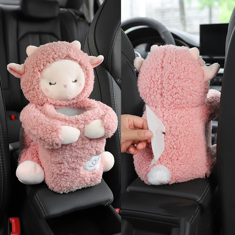 FurryFlex™ Auto – Hanging Plush Tissue Box & Trash Bin Combo