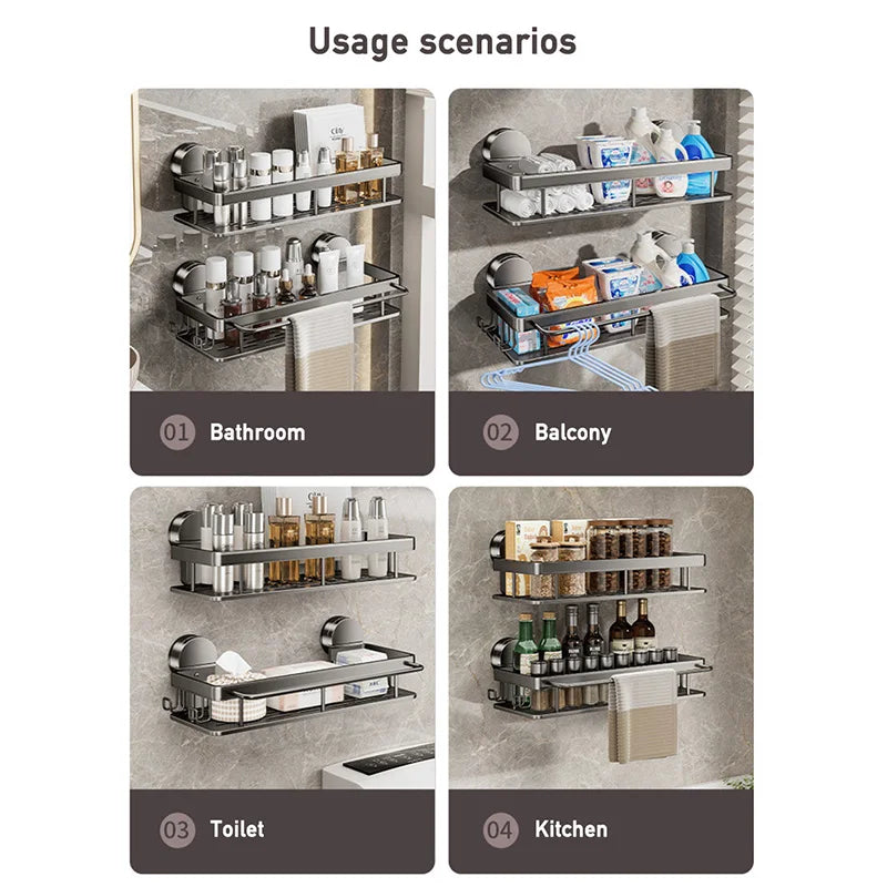 StickSmart™ Shower & Kitchen Shelf – No Drill Mount Organizer