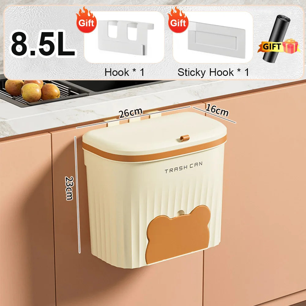 CleanNest™ – Compact Hanging Trash Bin for Kitchen, Bath & Cabinet Use