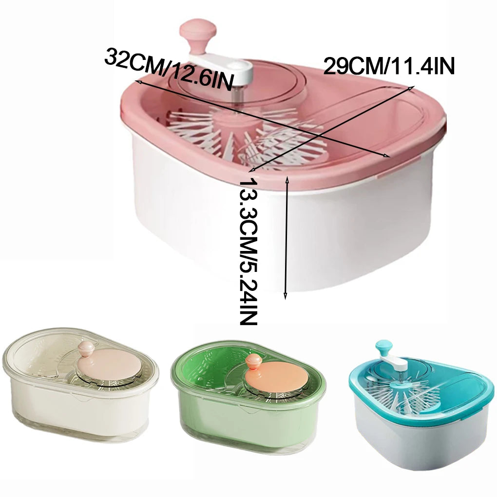 FreshFlow™ Manual Fruit & Veggie Cleaner – Durable ABS Hand Cranked Kitchen Washer