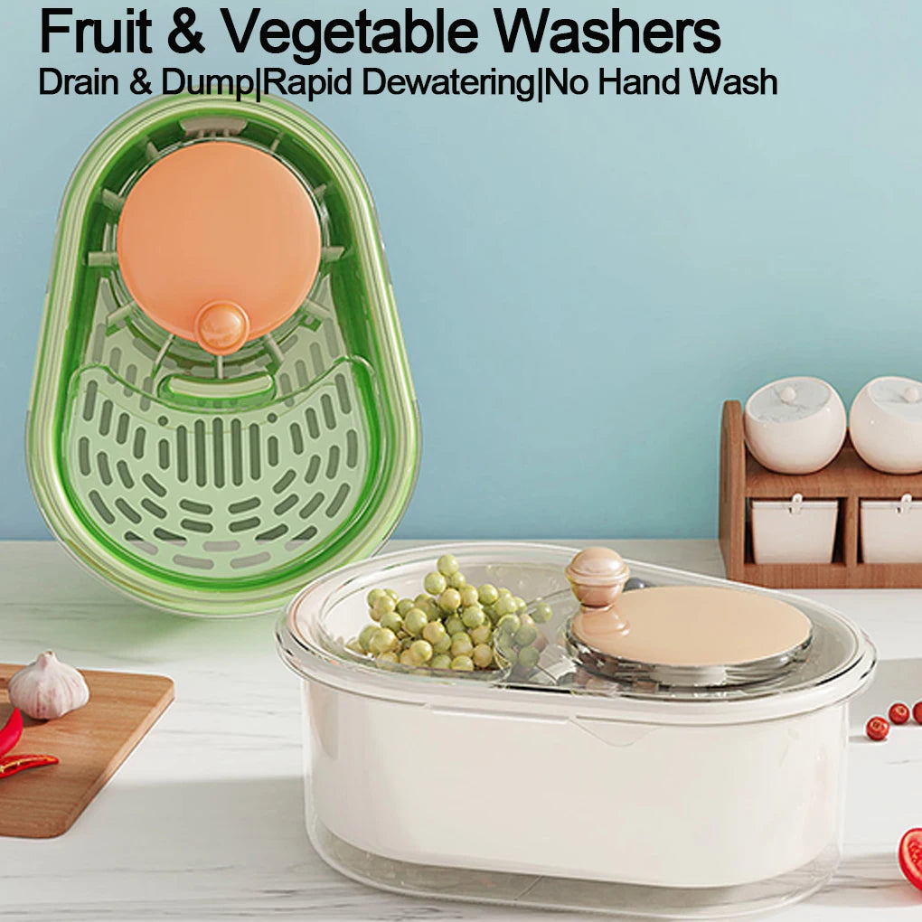 FreshFlow™ Manual Fruit & Veggie Cleaner – Durable ABS Hand Cranked Kitchen Washer