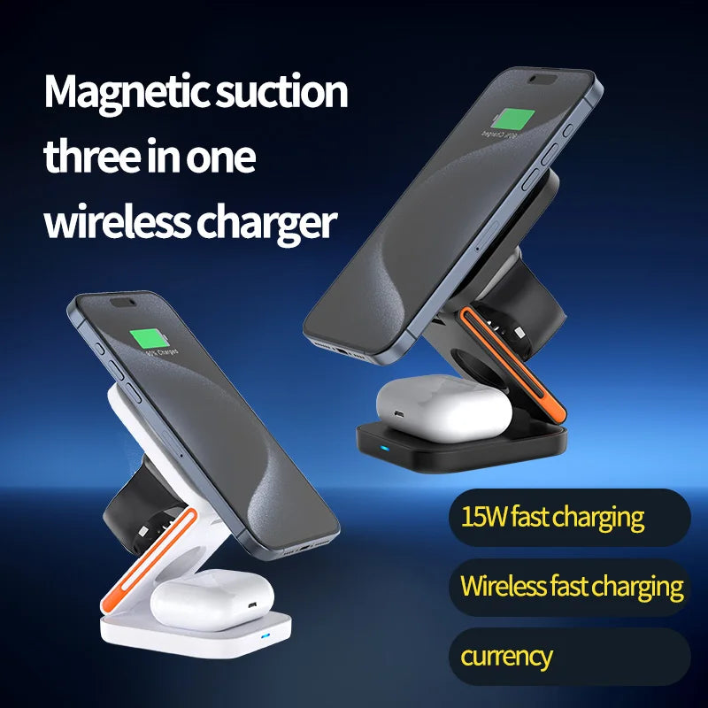 PowerFold™ Station – Magnetic 3-in-1 Wireless Charger for iPhone & Apple Watch