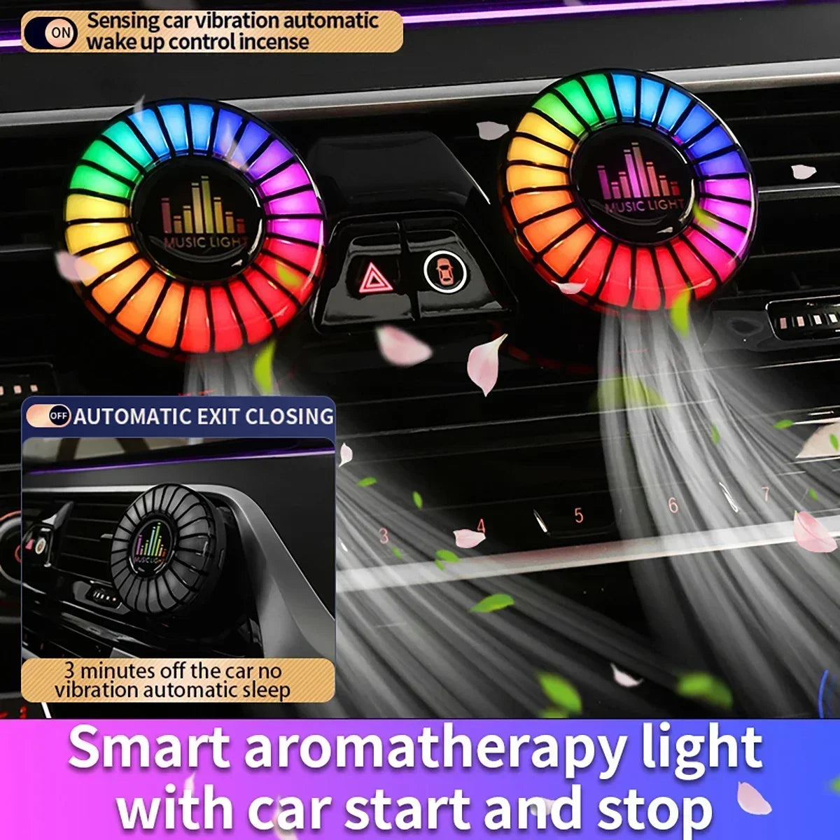 LumiBreeze™ Auto – RGB LED Car Freshener with Bluetooth Music Sync