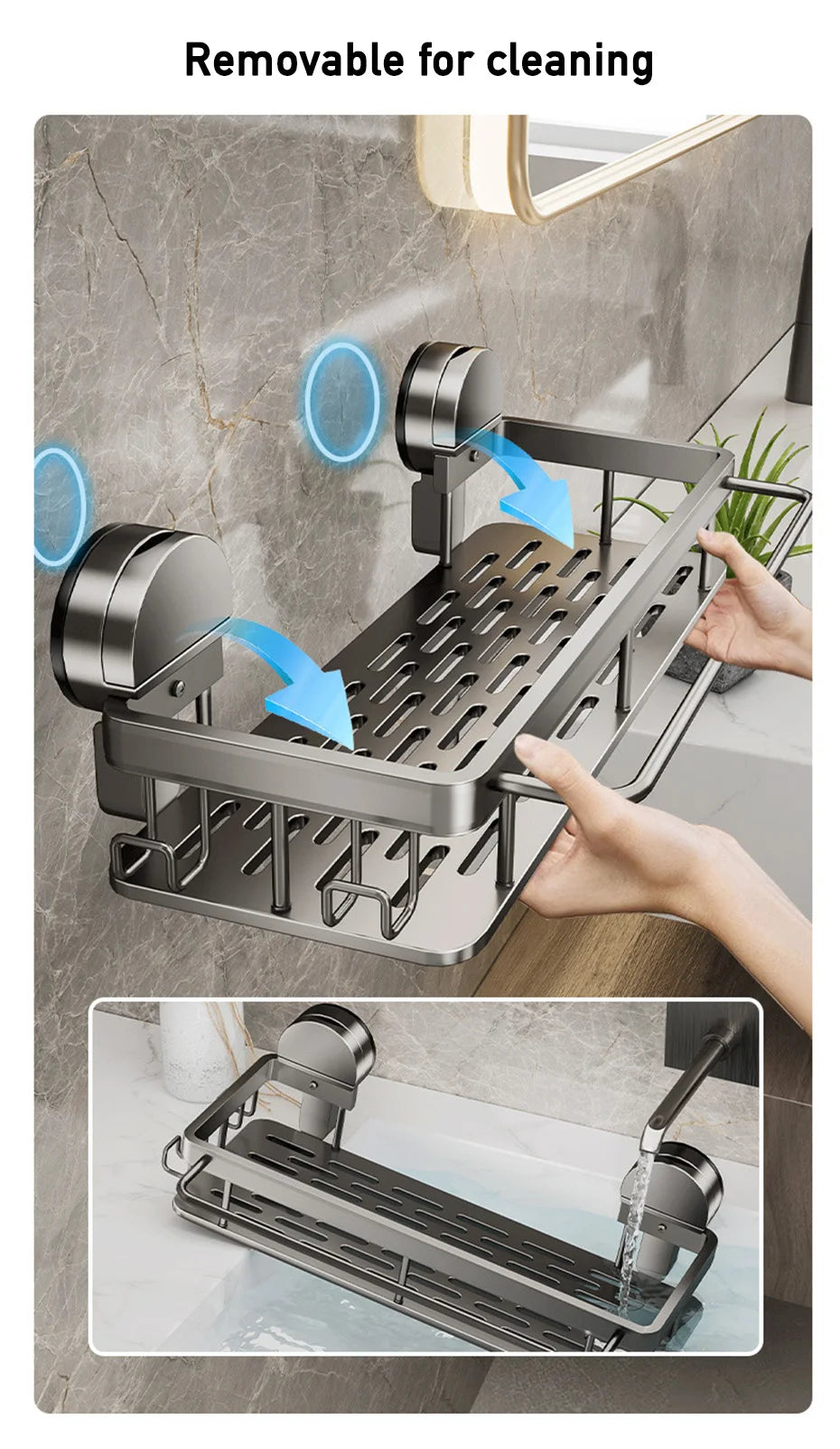 StickSmart™ Shower & Kitchen Shelf – No Drill Mount Organizer