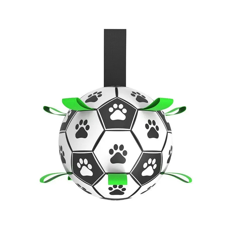 PawGoal™ – Dog Soccer Ball Chew Toy with Tug Straps