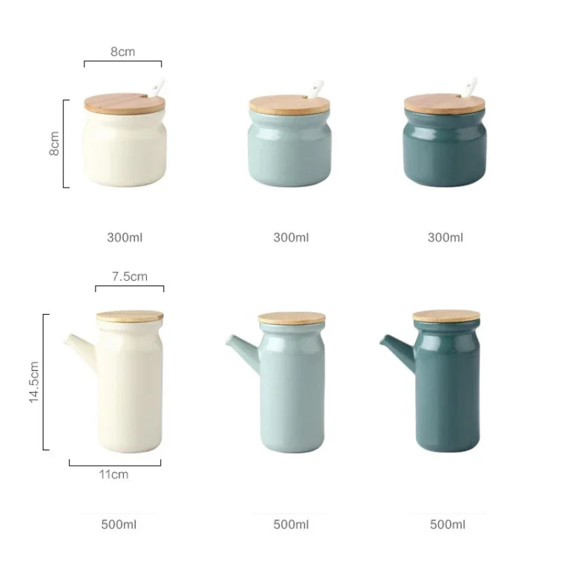 TasteCraft™ Ceramic Set – Complete Kitchen Spice & Oil Organizer