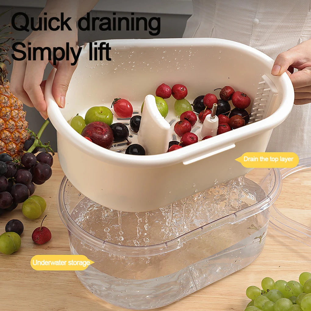 FreshFlow™ Manual Fruit & Veggie Cleaner – Durable ABS Hand Cranked Kitchen Washer