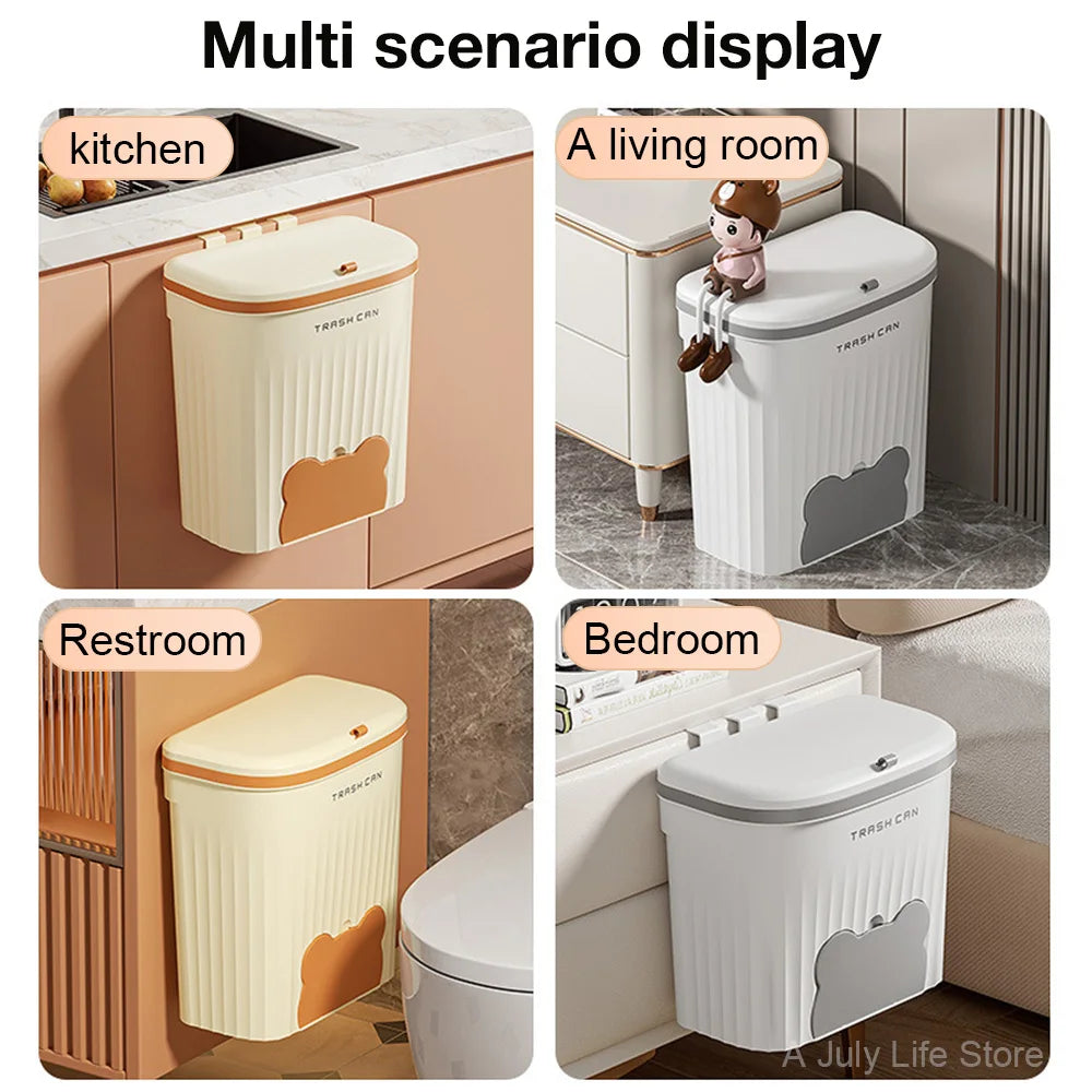CleanNest™ – Compact Hanging Trash Bin for Kitchen, Bath & Cabinet Use