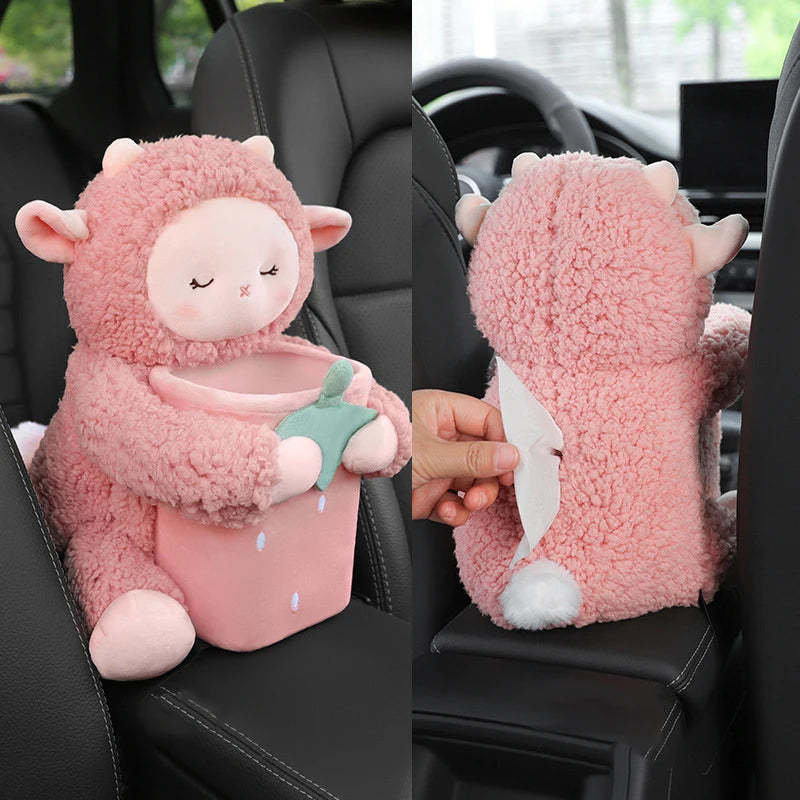 FurryFlex™ Auto – Hanging Plush Tissue Box & Trash Bin Combo