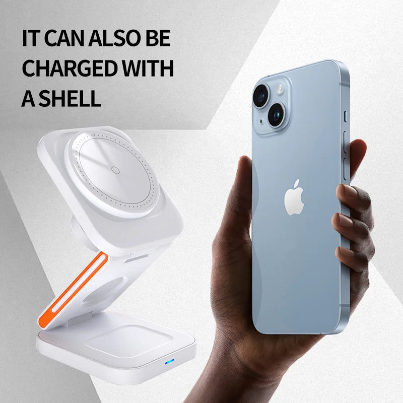 PowerFold™ Station – Magnetic 3-in-1 Wireless Charger for iPhone & Apple Watch