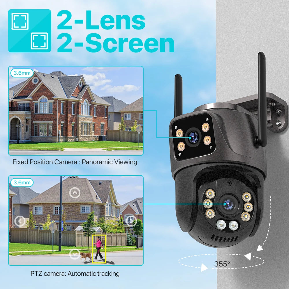 GuardiView™ 4K – Dual Lens Smart PTZ Security Camera with AI Tracking