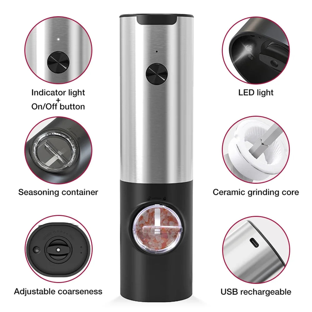 MillSense™ Elite – Automatic Salt & Pepper Grinders with Charging Dock
