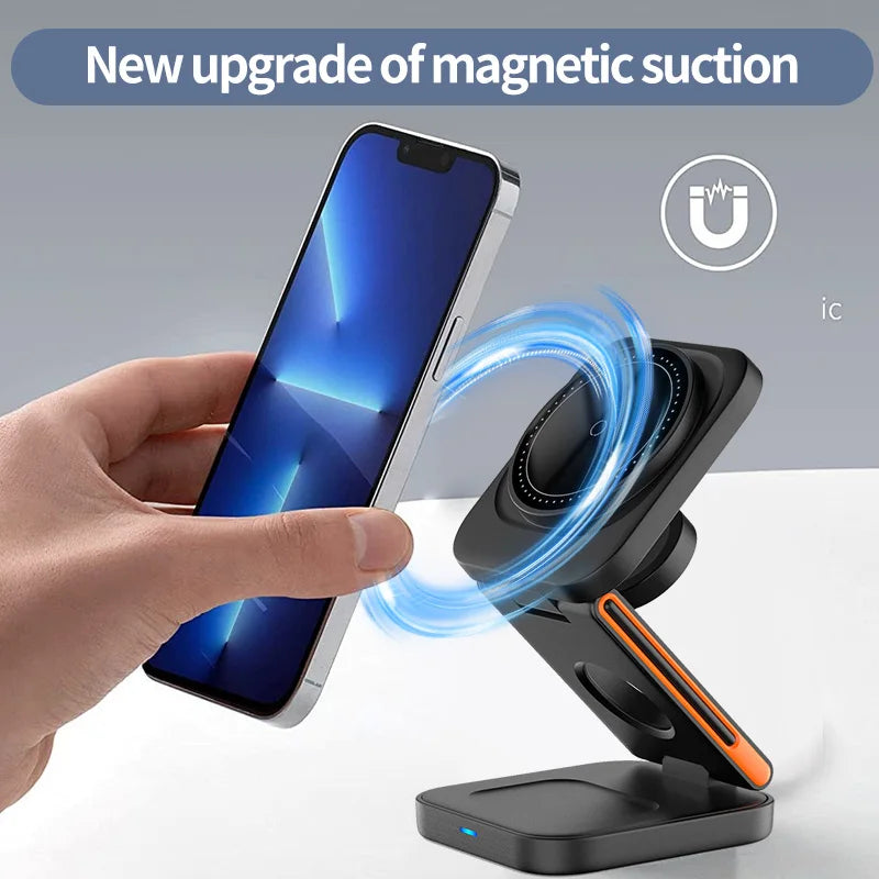 PowerFold™ Station – Magnetic 3-in-1 Wireless Charger for iPhone & Apple Watch