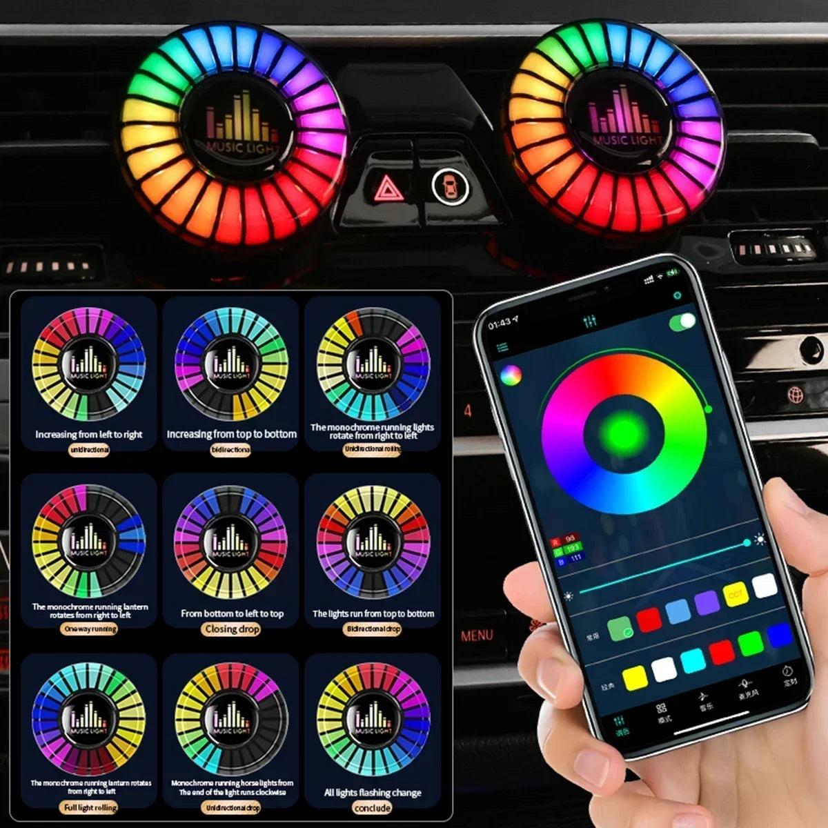 LumiBreeze™ Auto – RGB LED Car Freshener with Bluetooth Music Sync