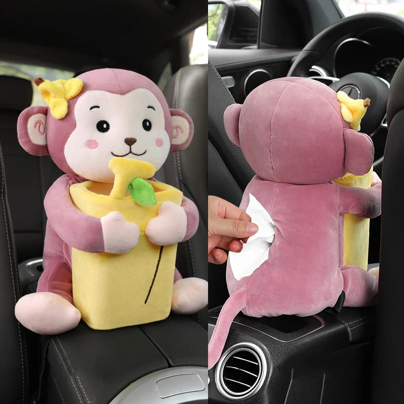 FurryFlex™ Auto – Hanging Plush Tissue Box & Trash Bin Combo