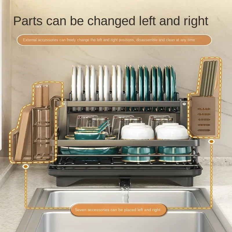 DryMax DuoRack™ – 2-Tier Adjustable Stainless Steel Dish Organizer