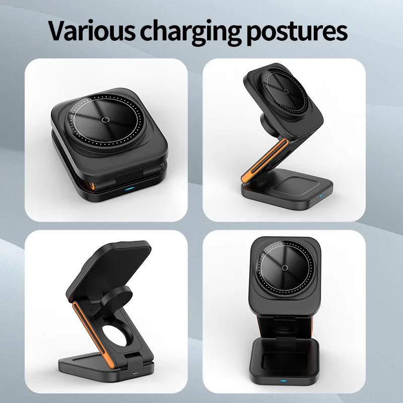 PowerFold™ Station – Magnetic 3-in-1 Wireless Charger for iPhone & Apple Watch