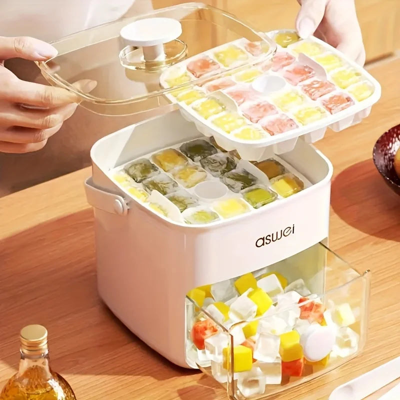 Molde para 48 hielos FrostForge: bandeja de cubitos de hielo de doble capa para artículos esenciales de cocina y bar