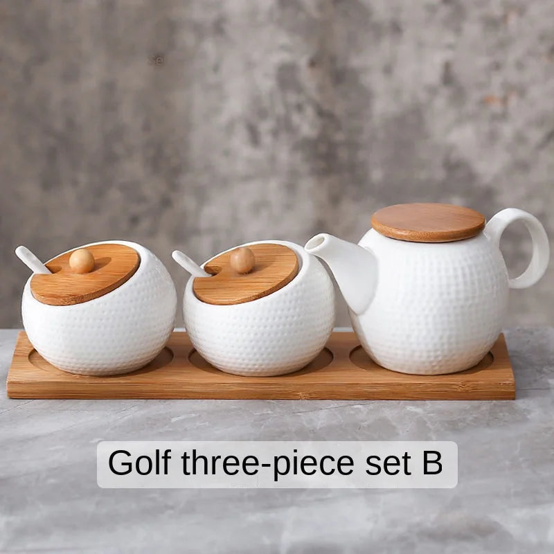 ZenPantry™ Ceramic Jar Set – Spice Containers with Bamboo Lids & Tray