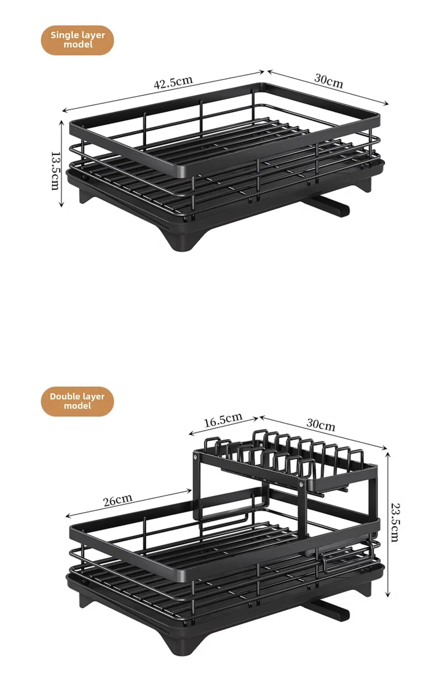 DryMax DuoRack™ – 2-Tier Adjustable Stainless Steel Dish Organizer