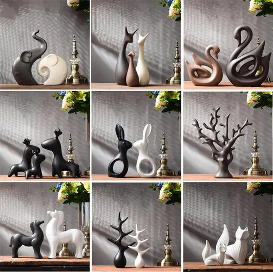 Monochrome Forest – Nordic Porcelain Animal Figurines