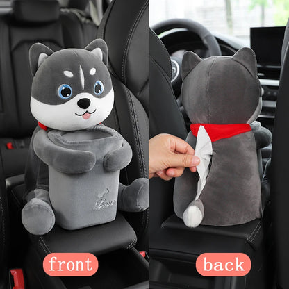 FurryFlex™ Auto – Hanging Plush Tissue Box & Trash Bin Combo