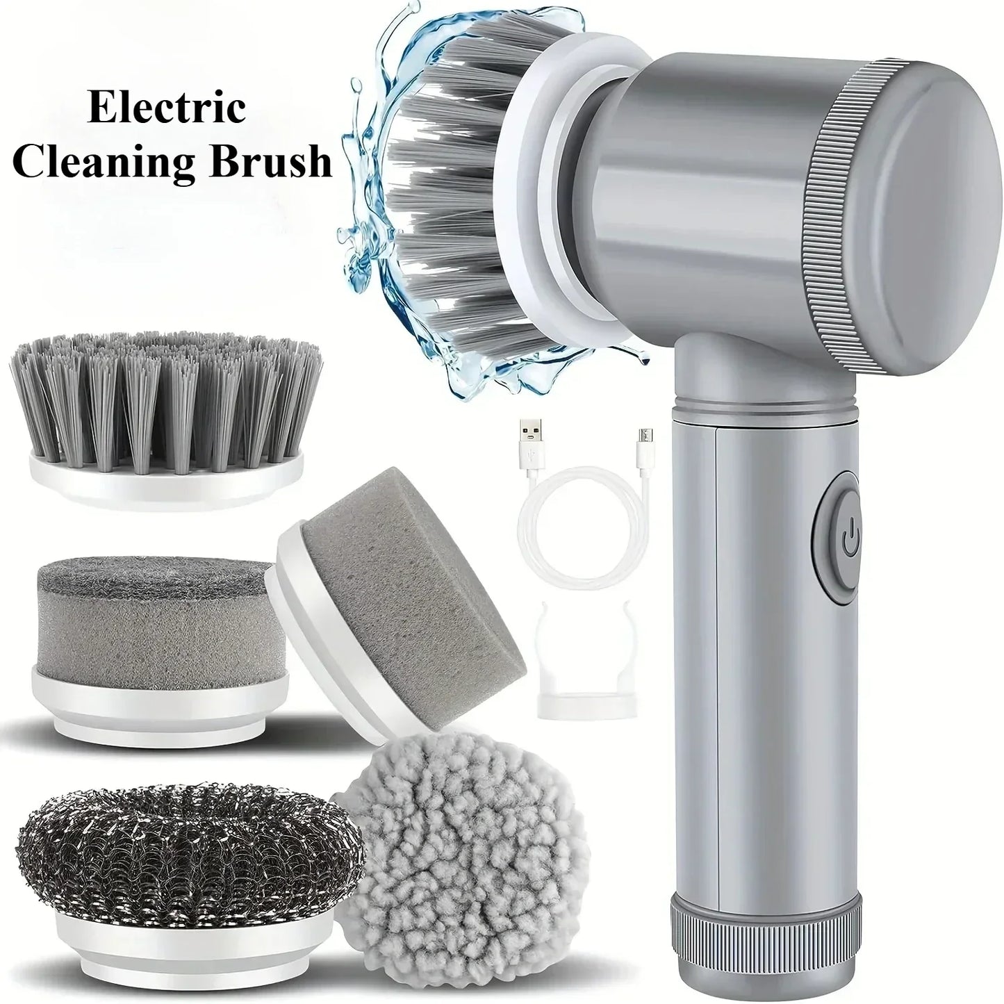 Electric Spin Scrubber 5-in-1 Cleaning Brush Set