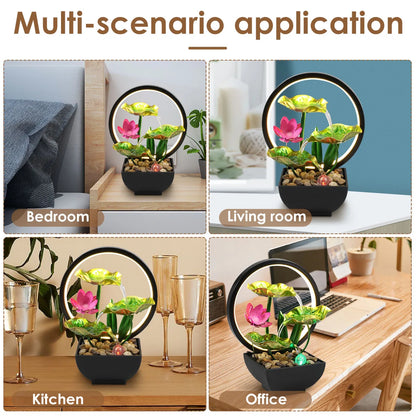 SerenityFalls USB Water Fountain – Mini Desktop Waterfall with LED