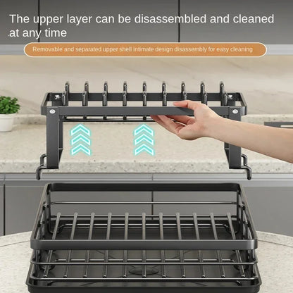 DryMax DuoRack™ – 2-Tier Adjustable Stainless Steel Dish Organizer