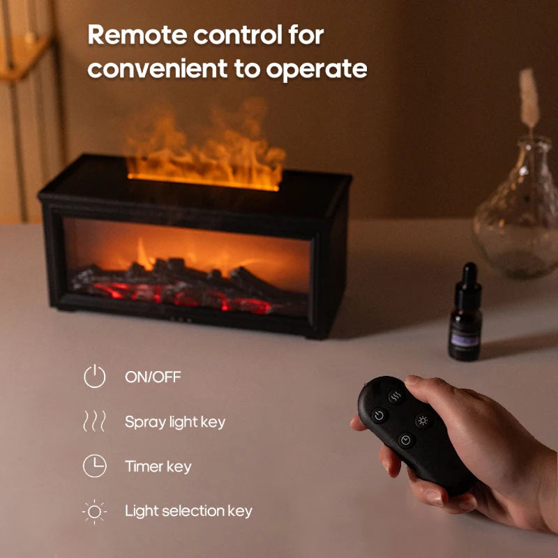 Fireplace Flame Aroma Humidifier with Essential Oils