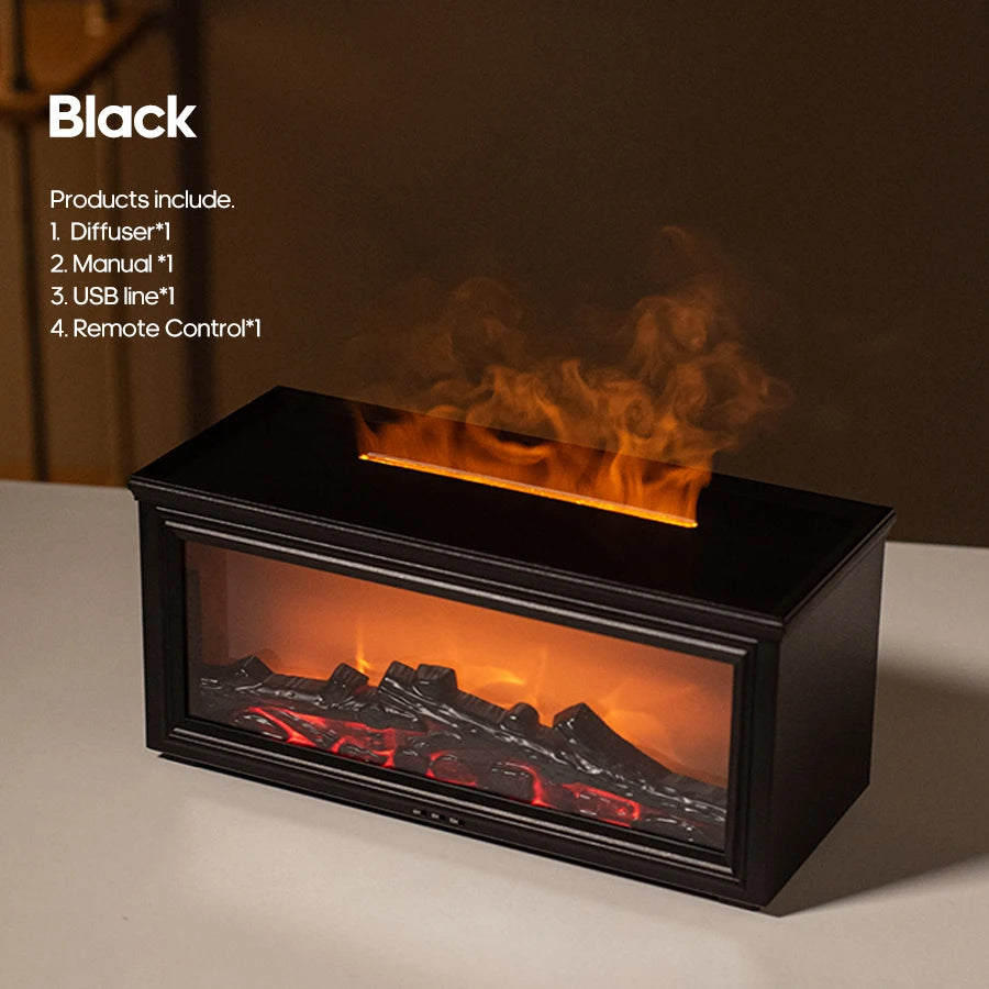 Fireplace Flame Aroma Humidifier with Essential Oils