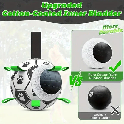 PawGoal™ – Dog Soccer Ball Chew Toy with Tug Straps