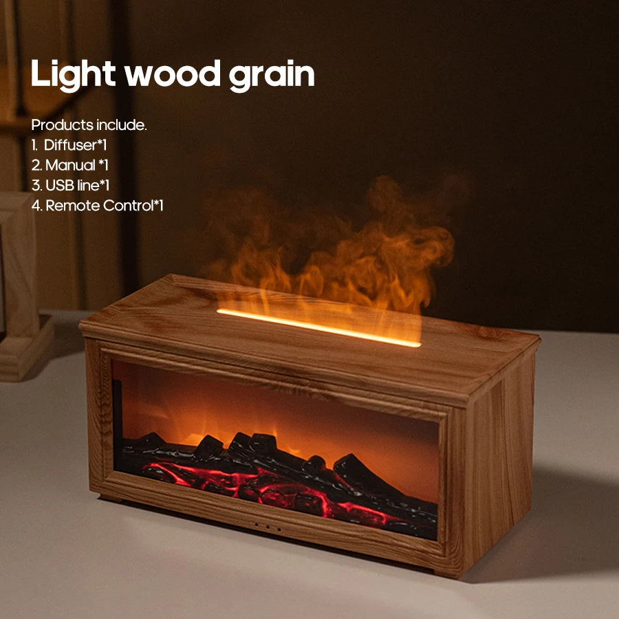 Fireplace Flame Aroma Humidifier with Essential Oils