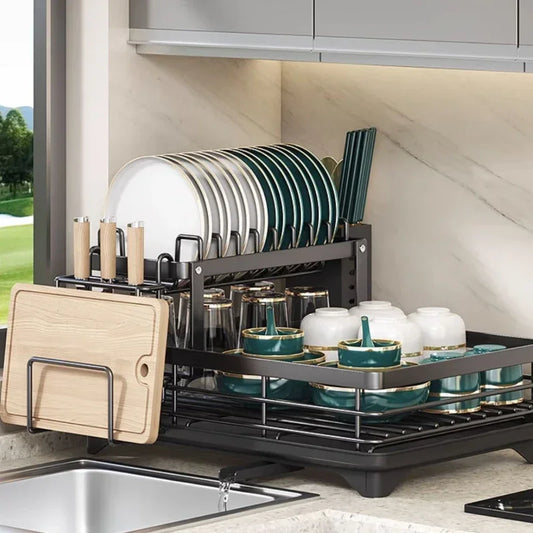 DryMax DuoRack™ – 2-Tier Adjustable Stainless Steel Dish Organizer