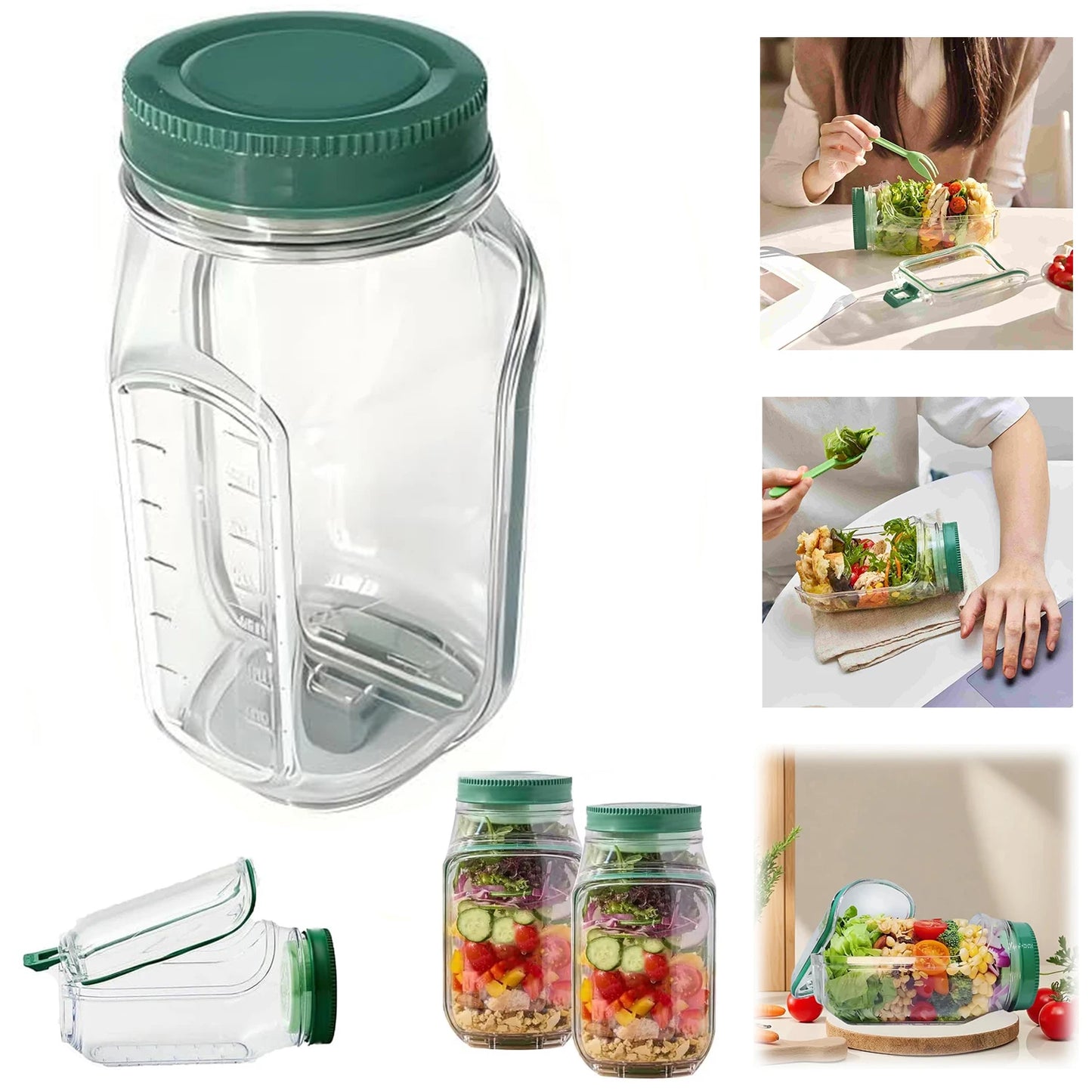 Leakproof Salad Box with Side Opening Lid Portable