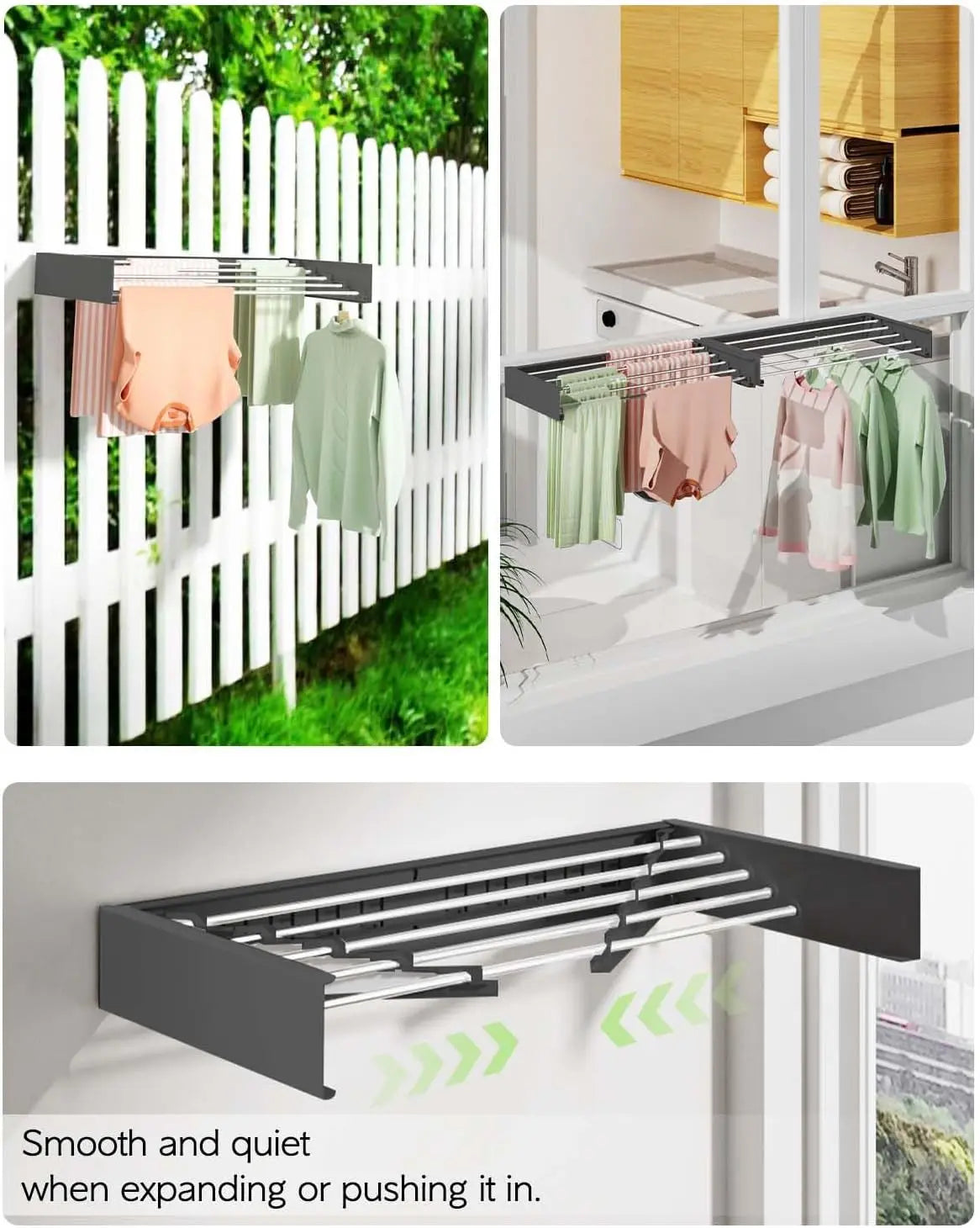 AirFold Rack – Wall-Mounted Laundry Drying Rack with 5 Rods