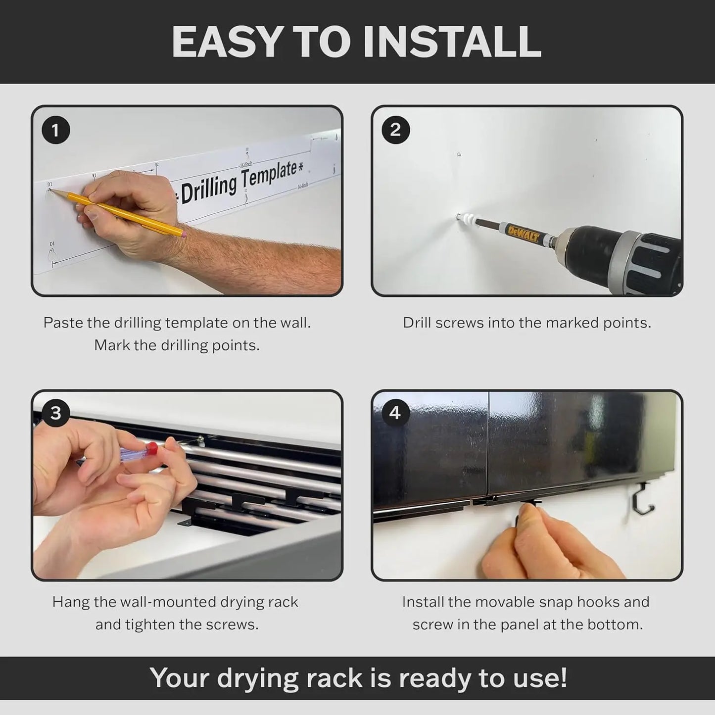 AirFold Rack – Wall-Mounted Laundry Drying Rack with 5 Rods