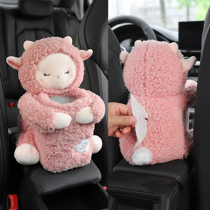 FurryFlex™ Auto – Hanging Plush Tissue Box & Trash Bin Combo