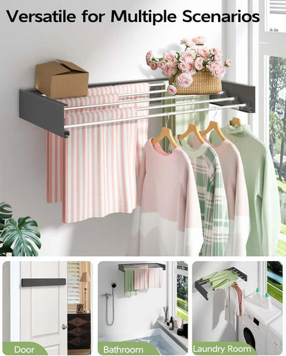 AirFold Rack – Wall-Mounted Laundry Drying Rack with 5 Rods