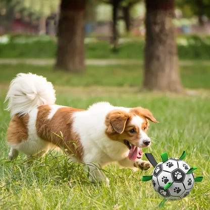 PawGoal™ – Dog Soccer Ball Chew Toy with Tug Straps