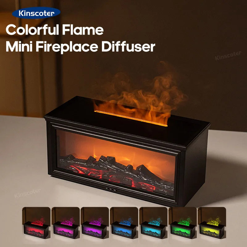 Fireplace Flame Aroma Humidifier with Essential Oils