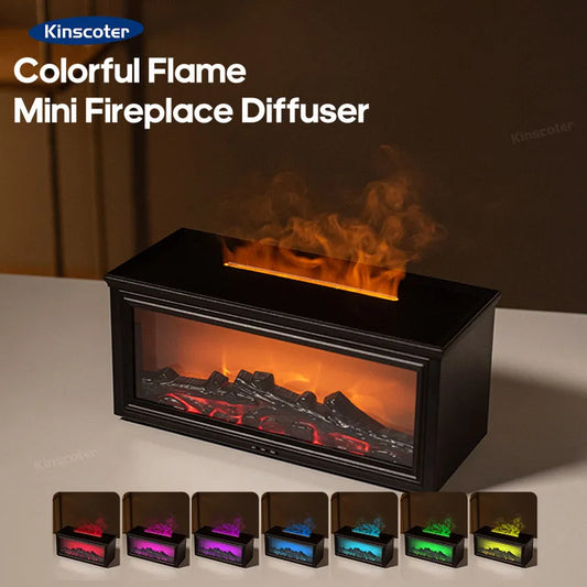 Fireplace Flame Aroma Humidifier with Essential Oils