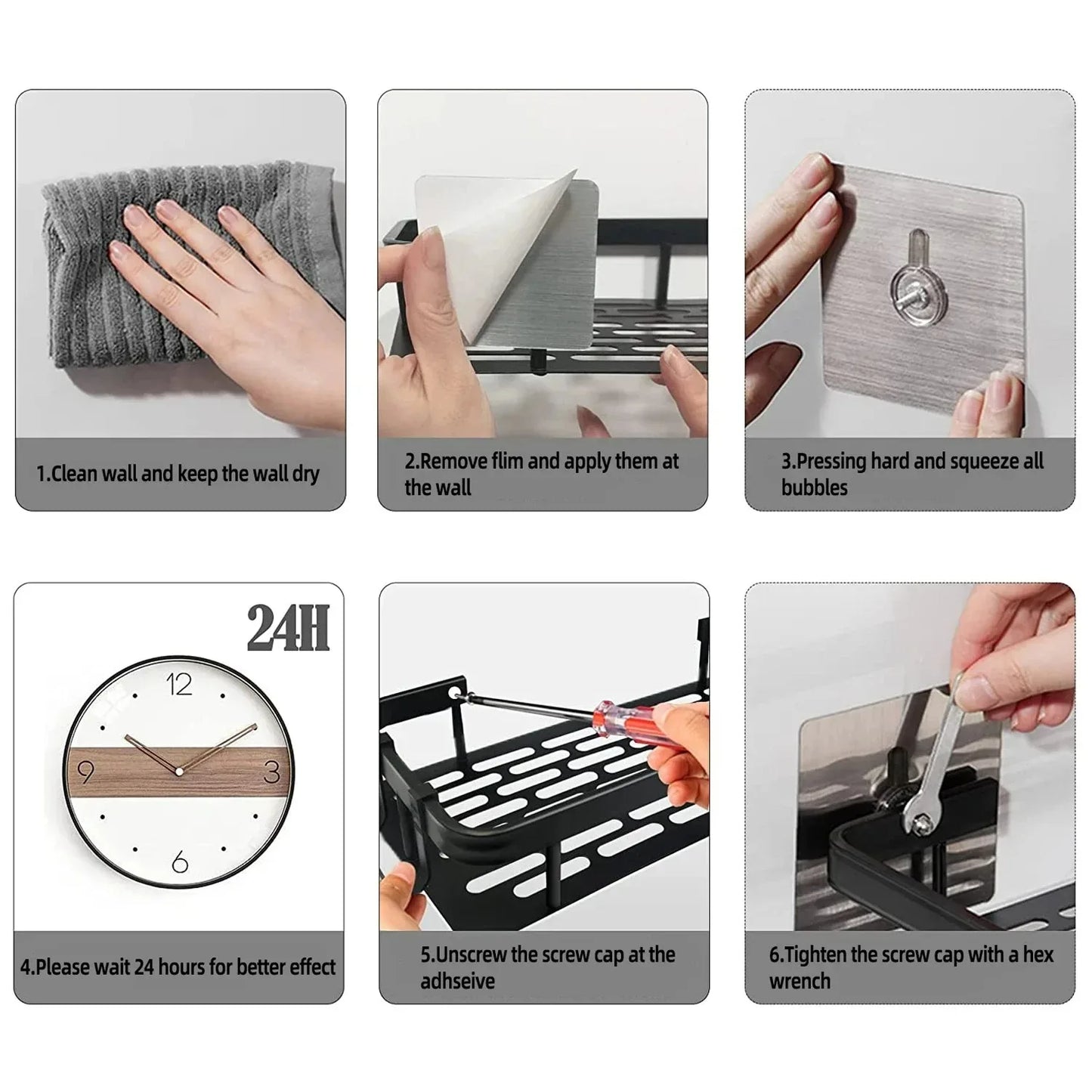 Estante de ducha de pared: estante de almacenamiento sin perforaciones